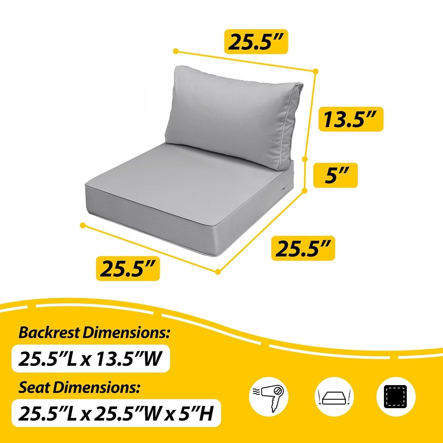 2‑Pack Outdoor Patio Chair Cushions