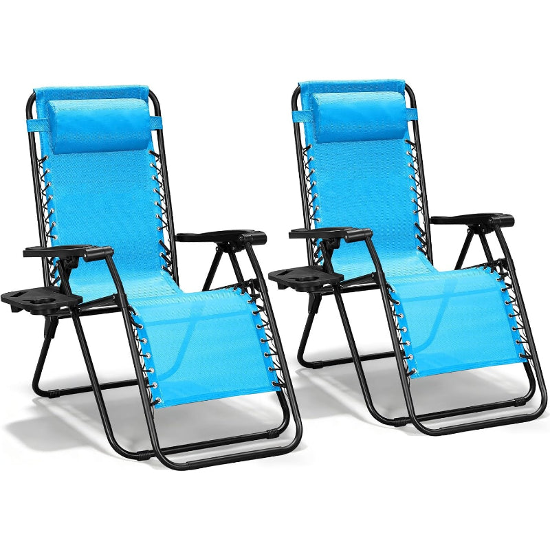 Sky Blue 2‑Pack Zero Gravity Recliner Chairs